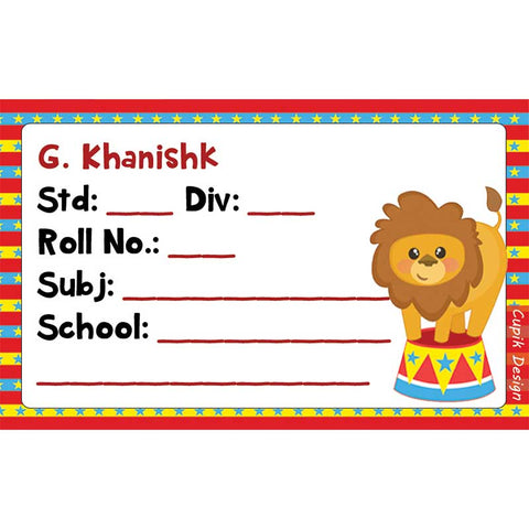 Personalised School Book Labels - Lion, Pack of 20