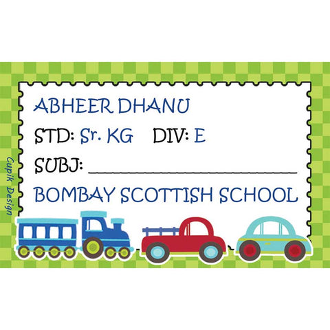 Personalised School Book Labels - Transport, Pack of 20