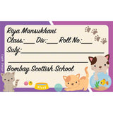 Personalised School Book Labels - Cats, Pack of 20