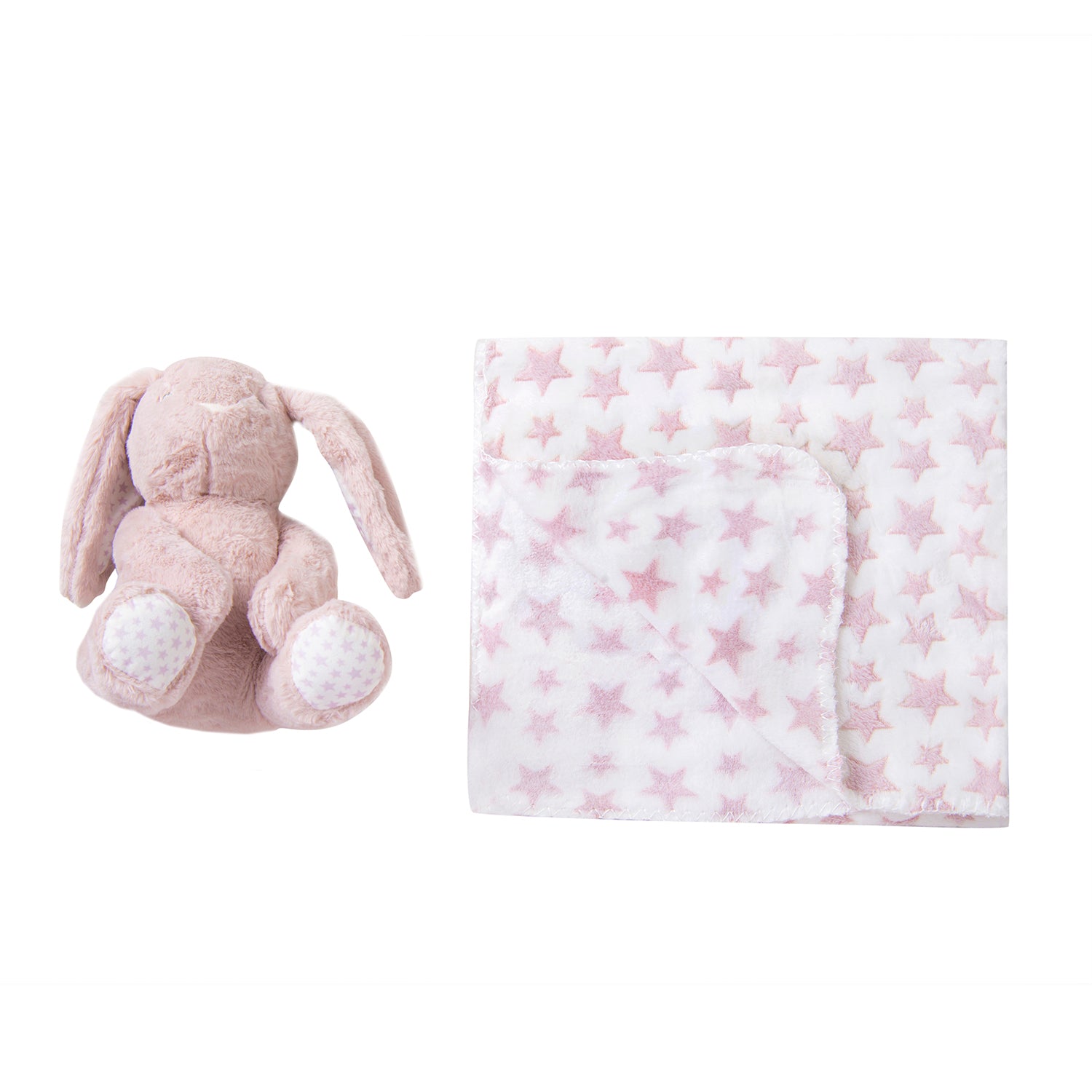 Baby Moo Star Bunny Soft Cozy Plush Toy Blanket Peach