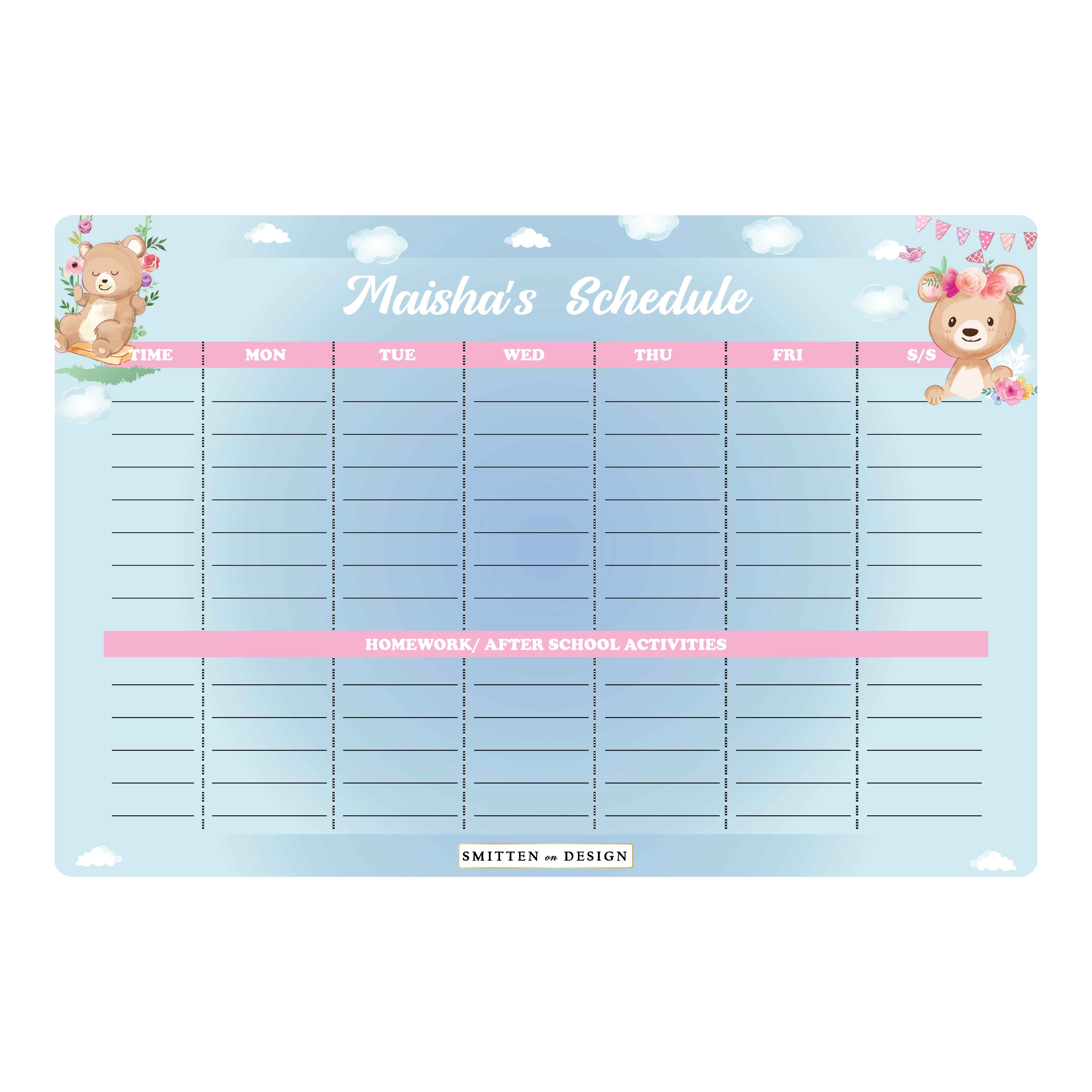 Lil Ms. Bear Schedule Planner