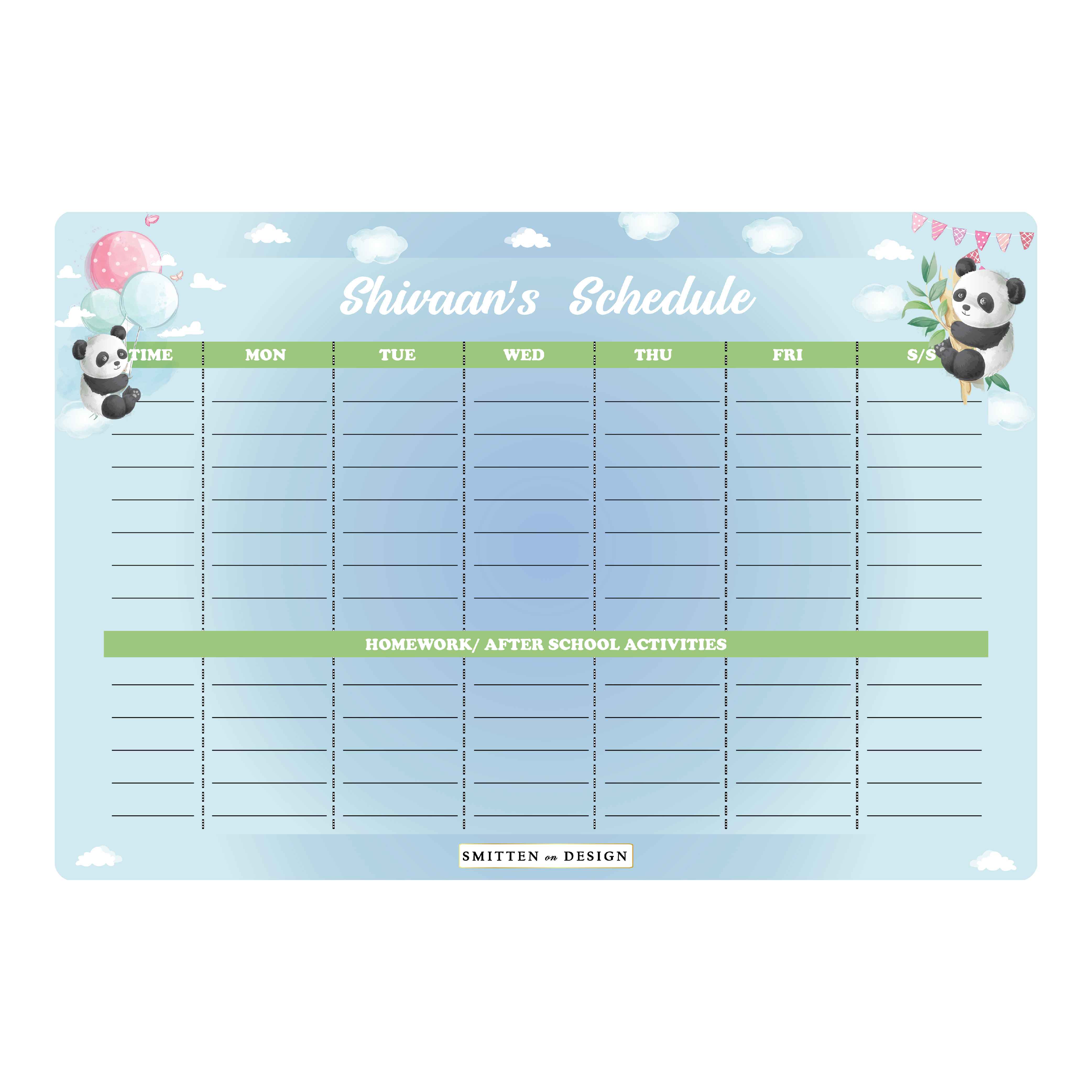 Lil Mr. Panda Schedule Planner