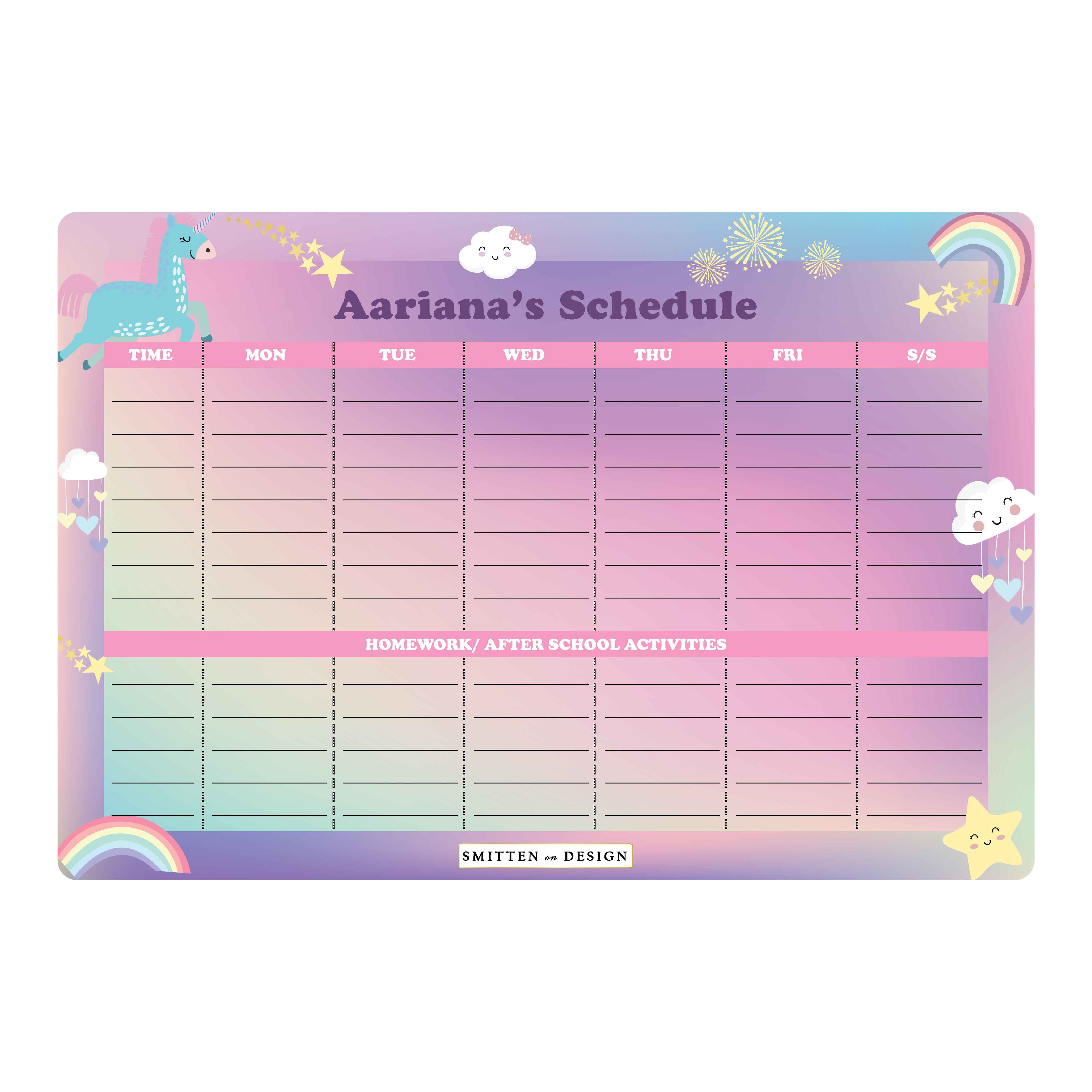 Unicorn & Rainbows Holo Schedule Planner