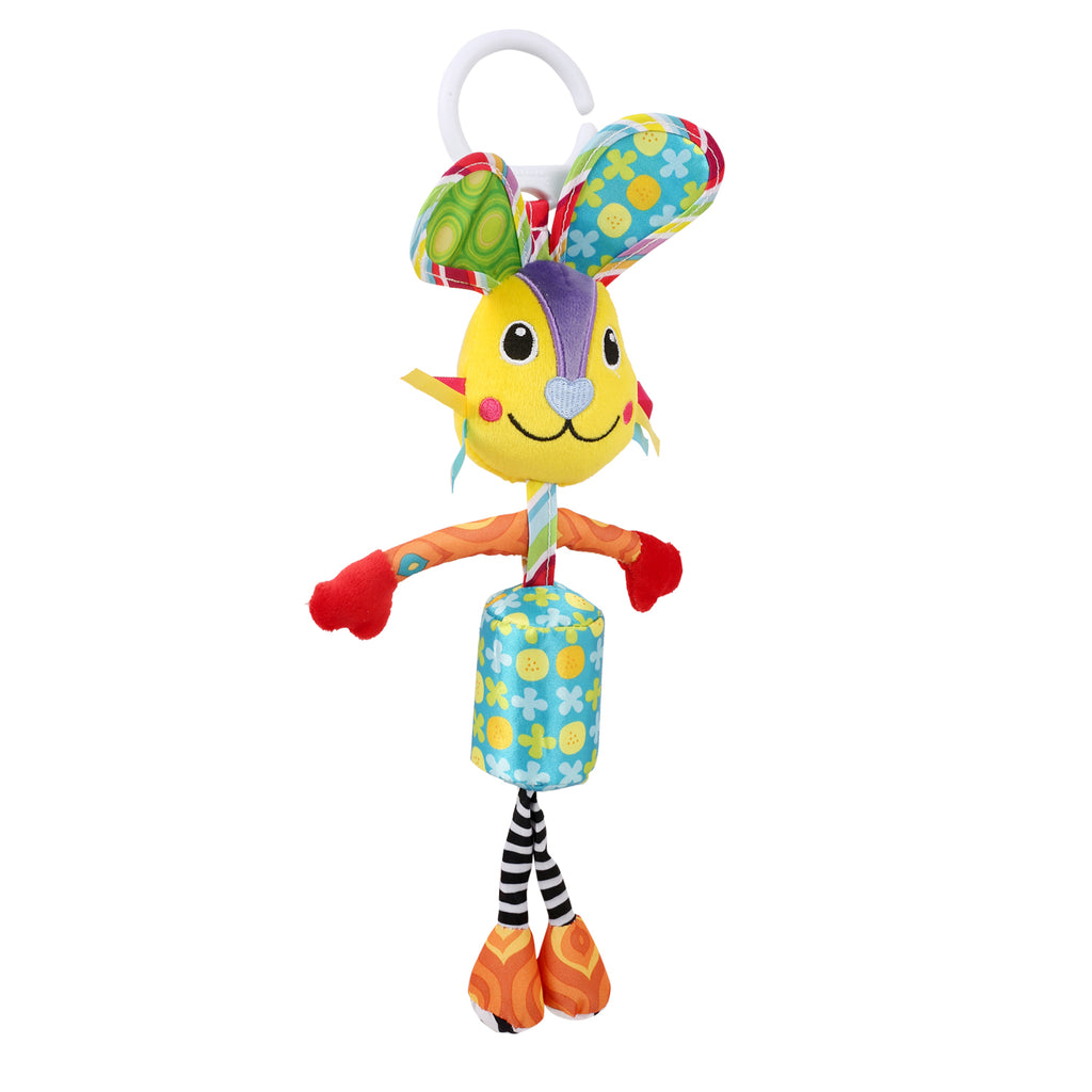 Big Earred Circus Bunny Blue Hanging Musical Toy / Wind Chime Soft Rattle