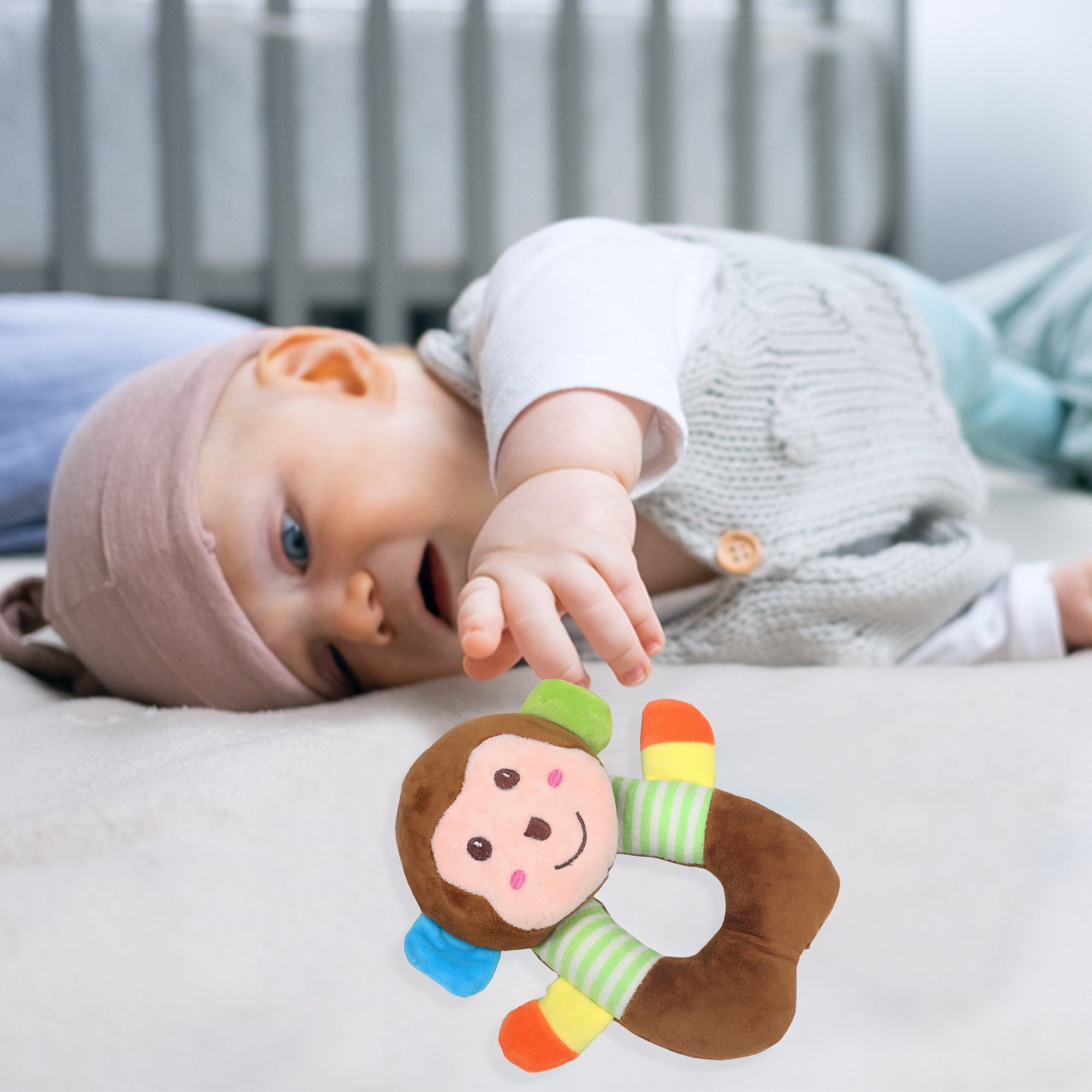 Funky Monkey Soft Bown Rattle To Give Your Baby Company