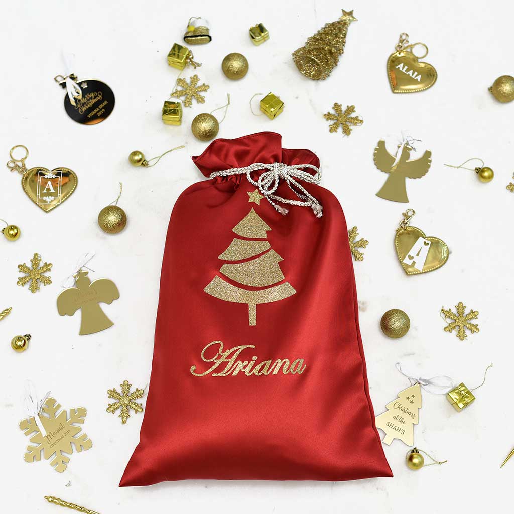 Personalised Luxe Glitter Tree Gift Sack