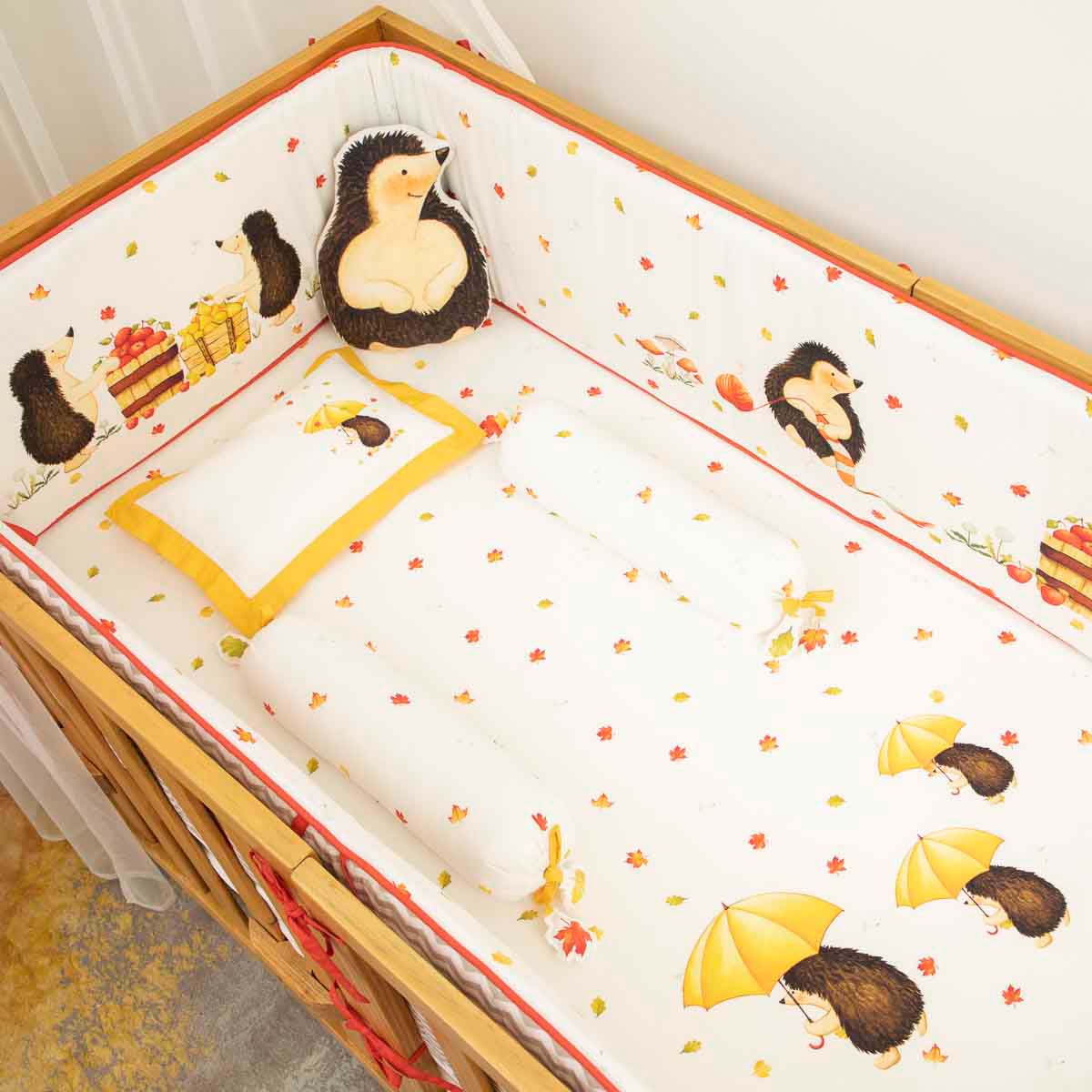 Hoggy The Hedgehog- Umbrella Hoggy - Cot Bedding Set With / Without Bumper