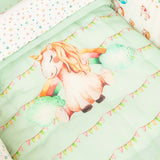 Miss Bella The Unicorn - Cot Bedding Set With / Without Bumper - Green