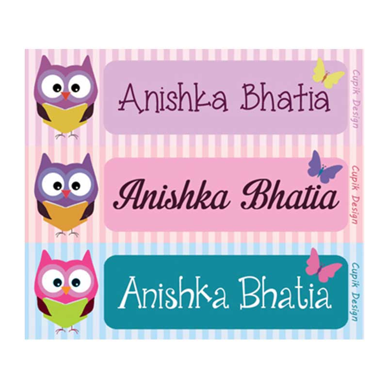 Name Stickers - Owls, Set of 45