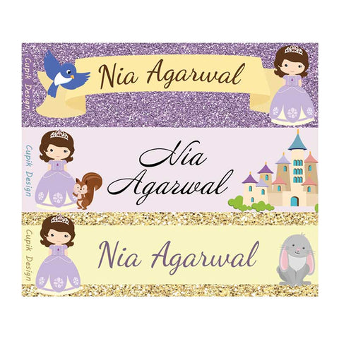 Name Stickers - Purple Princess, Set of 45