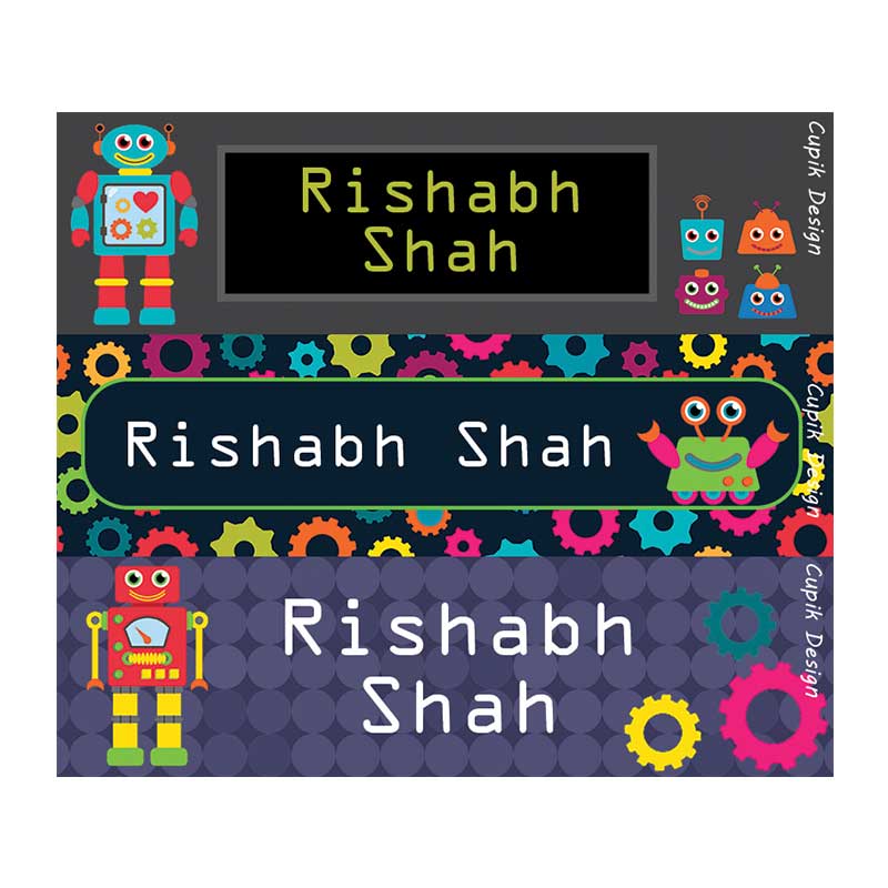 Name Stickers -  Robots, Set of 45