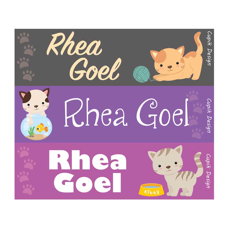 Name Stickers -  Cats, Set of 45
