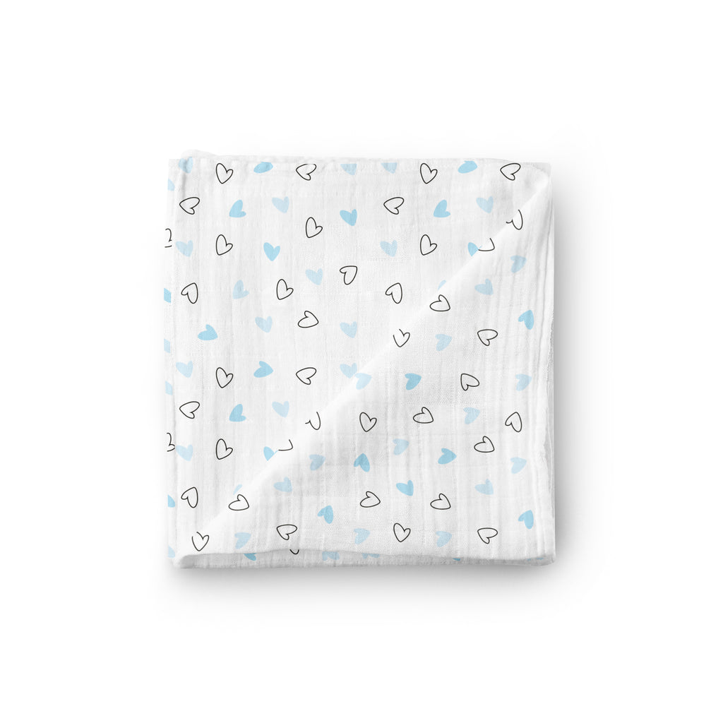 The White Cradle 100% Organic Cotton Baby Swaddle Wrap - Blue 3 design