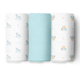 The White Cradle 100% Organic Cotton Baby Swaddle Wrap - Blue Bear 3 design