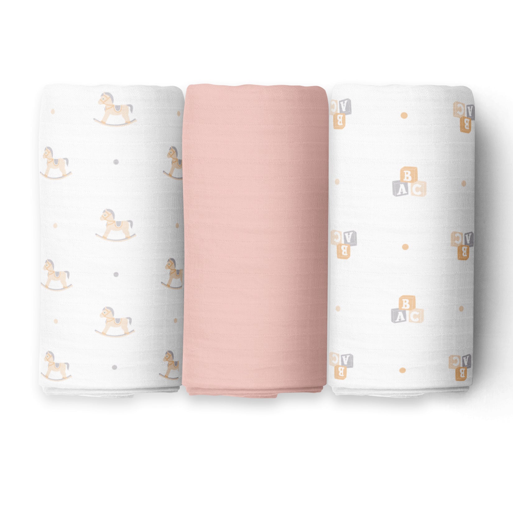 The White Cradle 100% Organic Cotton Baby Swaddle Wrap - Pink Bear 3 design