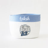 Personalized Storage Basket - Sailor Theme - Blue - Small, Medium