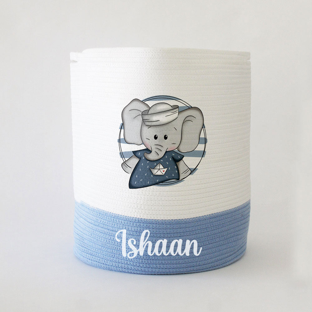 Personalized Storage Basket - Large - Sailor Theme - Blue