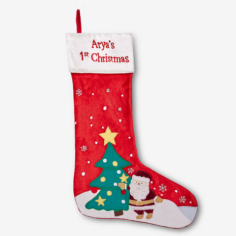 Personalised Santa & Christmas Tree Luxe Stocking