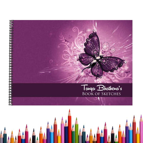 Personalised Purple Butterfly Sketch Book