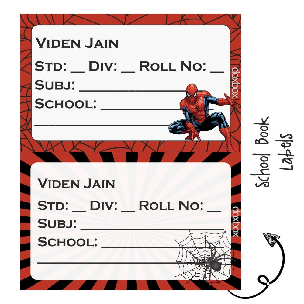 School Book Label - Spiderman