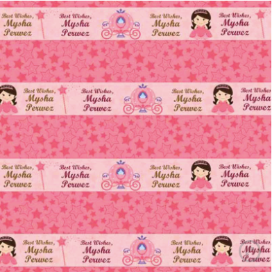 Personalised Wrapping Paper 13x26"  - Pink Princess, Set of 50
