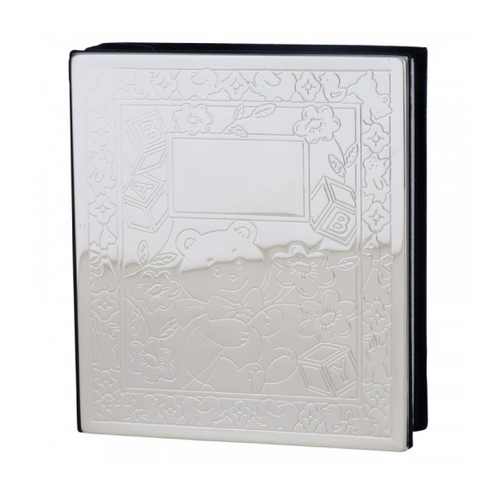 Frazer & Haws 92.5 Silver Plated Photo Album - Bear With Flowers (Holds 100 x 4R Photos)