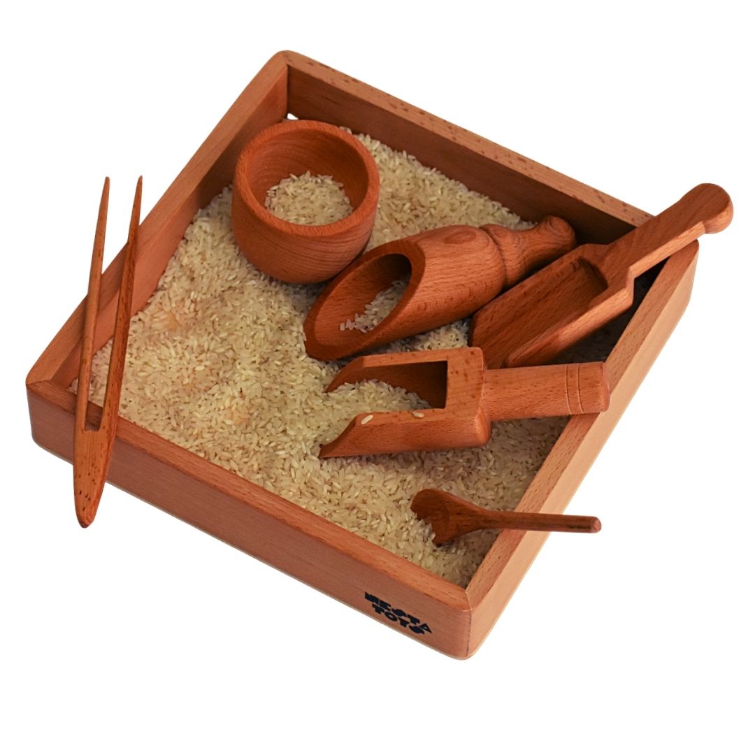 Nesta Toys - Sensory Wooden Toy Set With Montessori Tray (Beech Wood)
