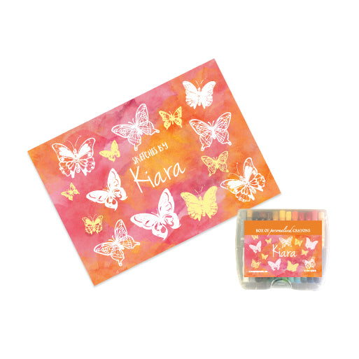 Personalised Sketch Book & Crayon Set - Butterfly