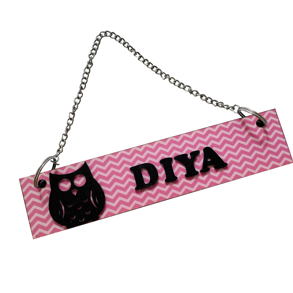 Small Name Board - Owl Pink