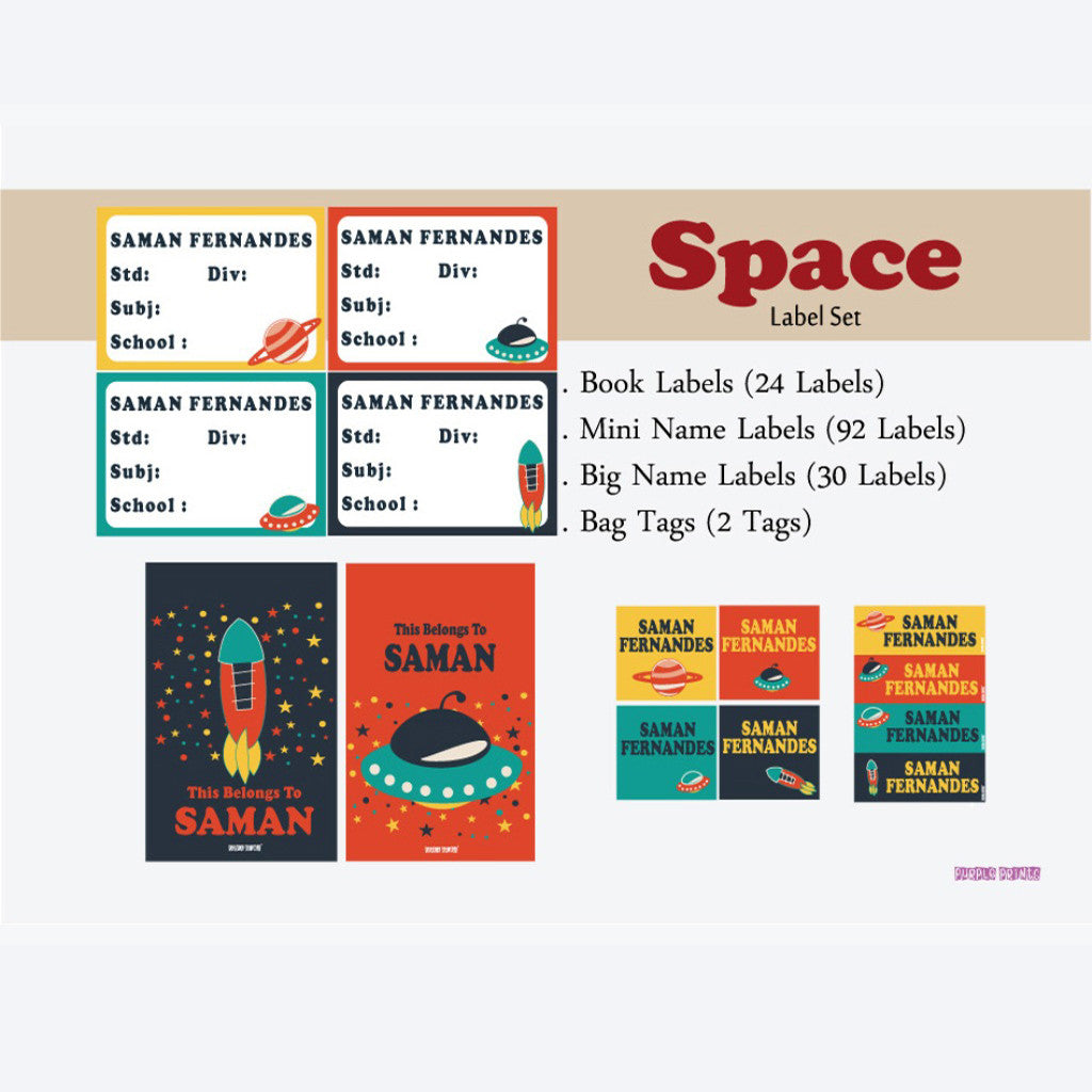 Label Set - Space, 146 labels and 2 bag tags