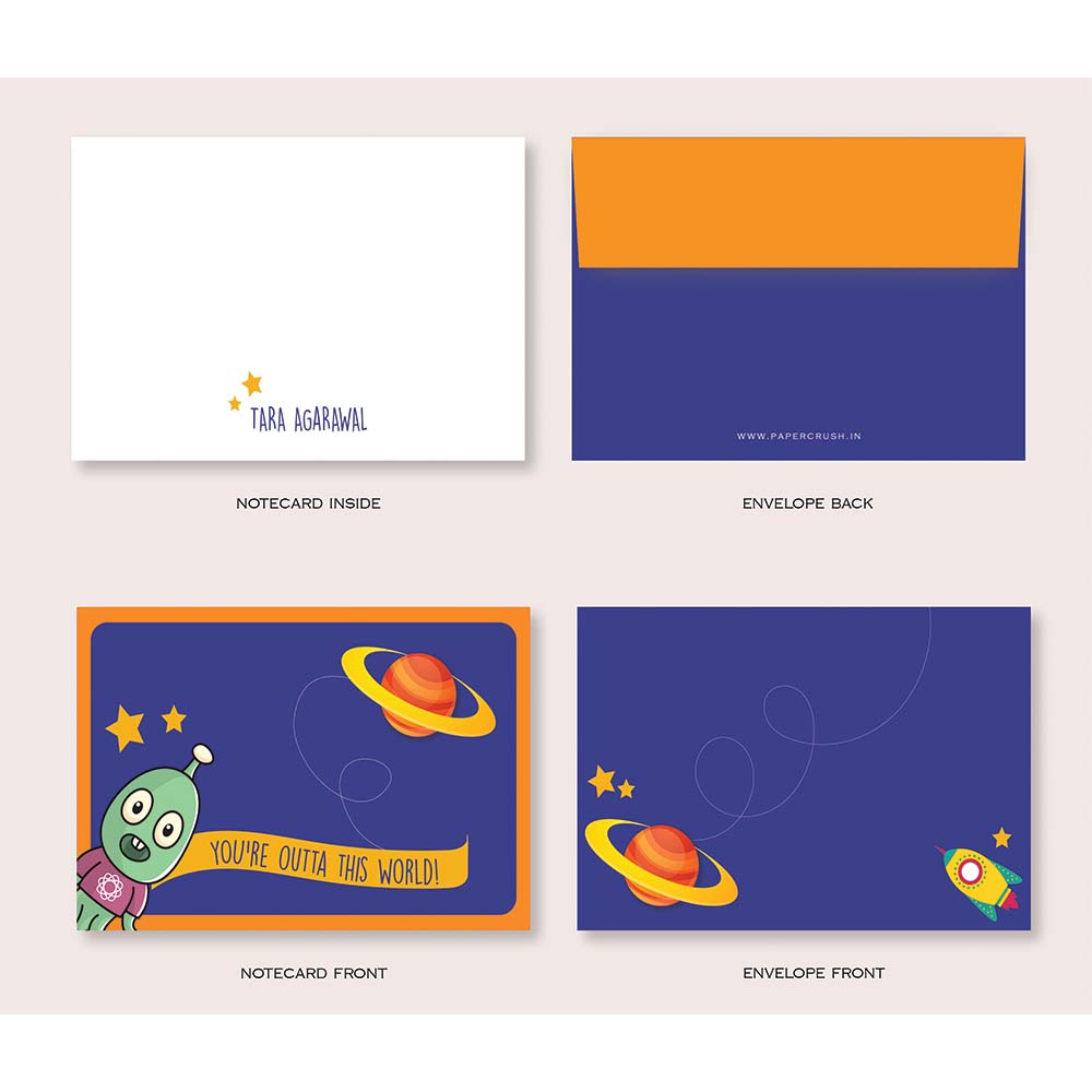 Space- Folded-Notecards + Envelopes - Set of 25