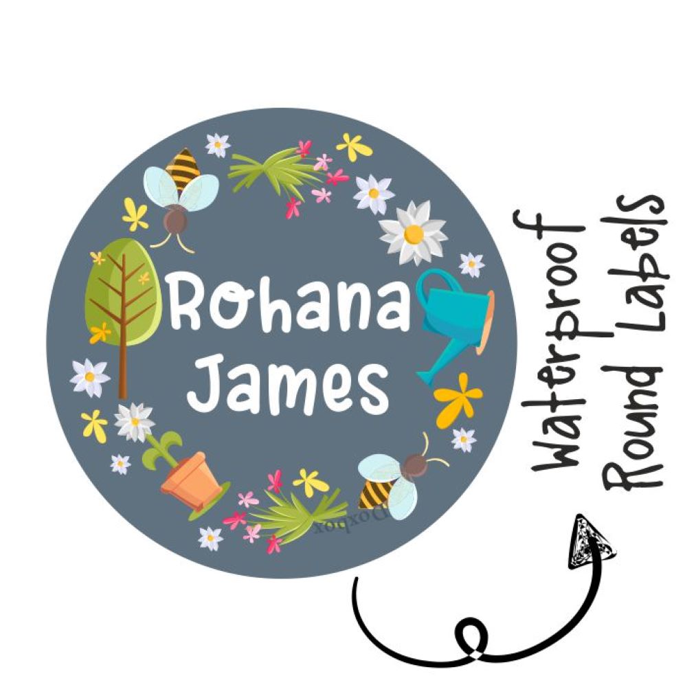 Round Waterproof Labels - Spring Garden