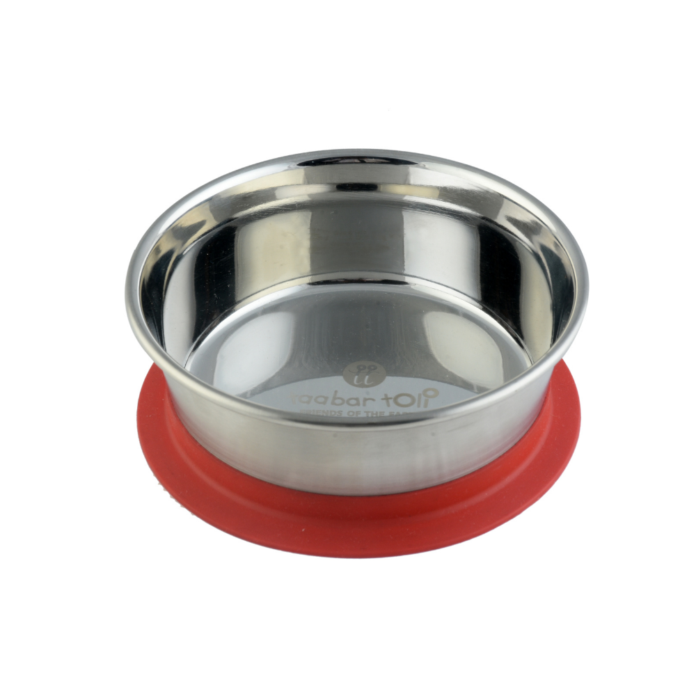 Stainless Steel Bowl With Silicone Suction - Red