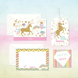 Personalized Stationery Gift Set - Unicorn Glitter, Set of 24 or 48