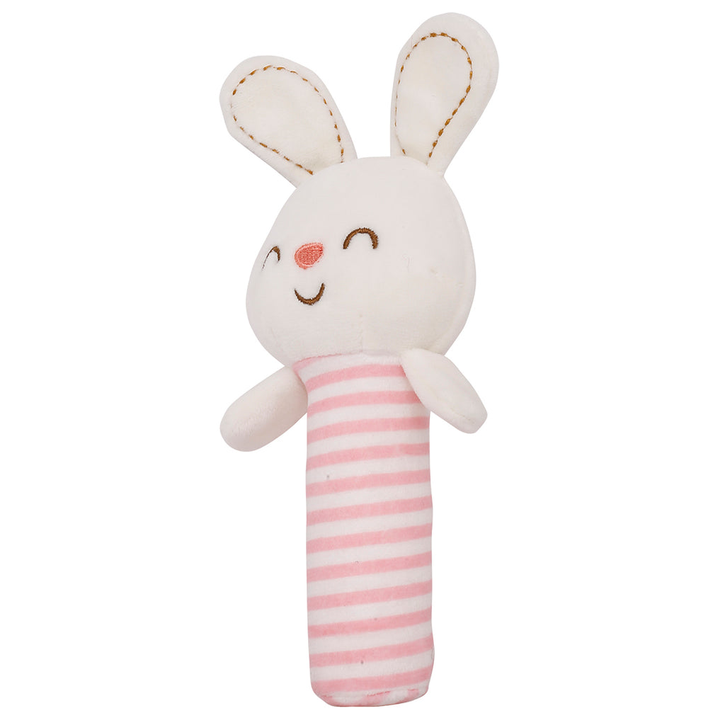 Baby Moo Blushing Bunny White And Pink Handheld Rattle Toy