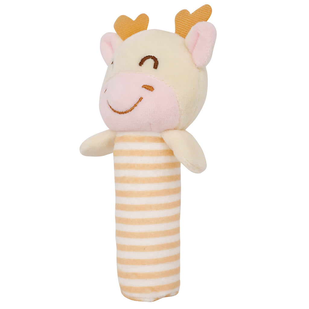 Baby Moo Cute Calf Brown And Pink Handheld Rattle Toy