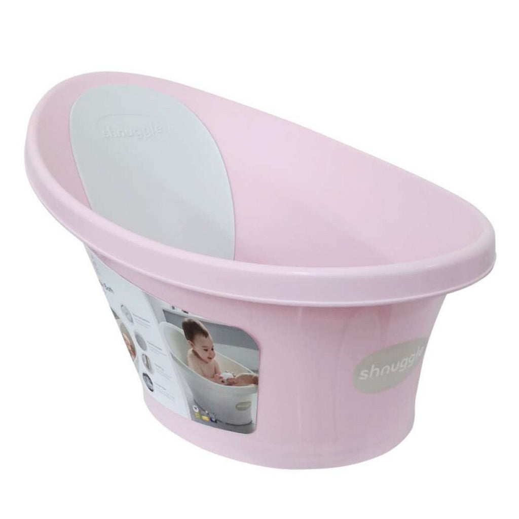 Shnuggle Baby Bath with Plug Bath Tub Pink & Grey  Birth+ to 18M