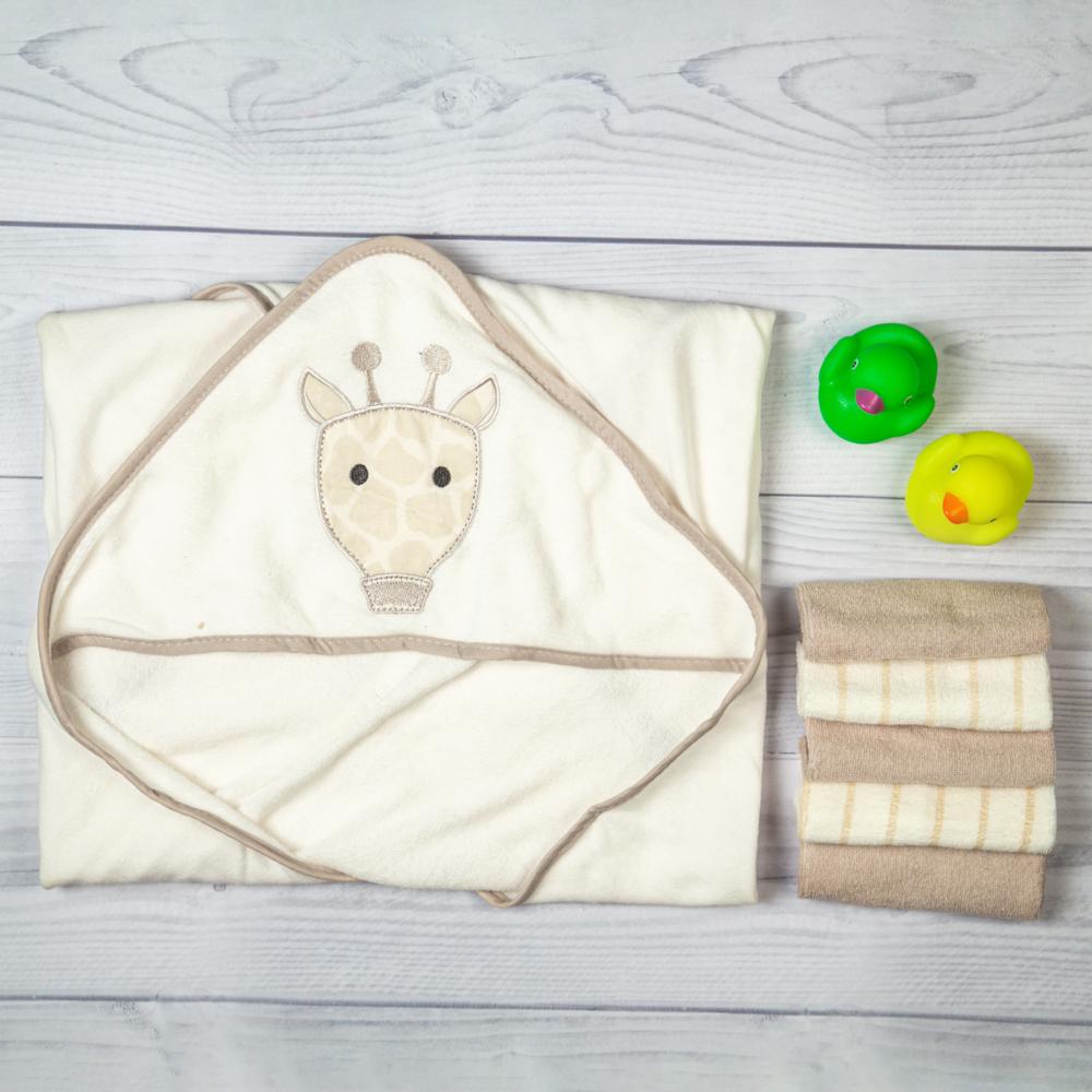 Giraffe Beige Towel & Wash Cloth Set