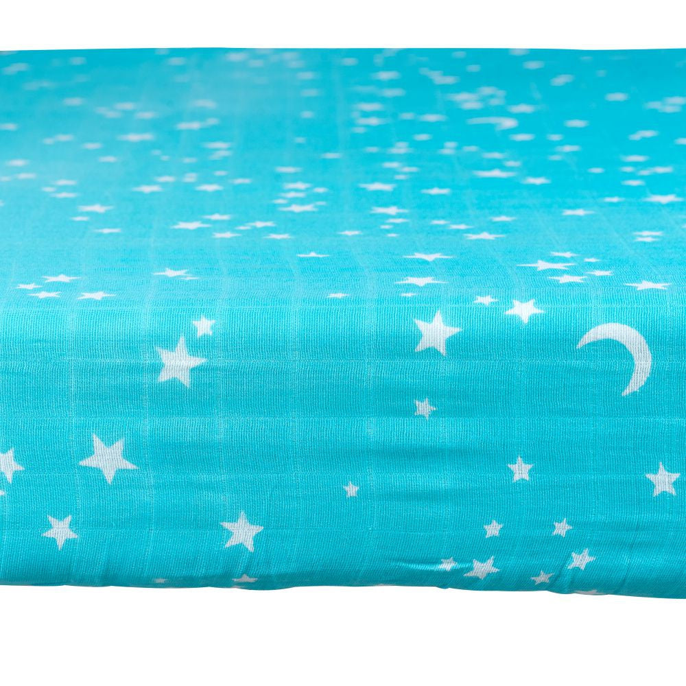 Theoni 100% Organic Cotton Muslin Starry Nights Fitted Crib Sheets
