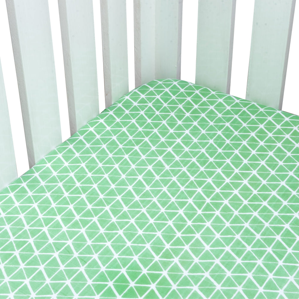 Theoni 100% Organic Cotton Muslin Aztec  Fitted Crib Sheets- Green