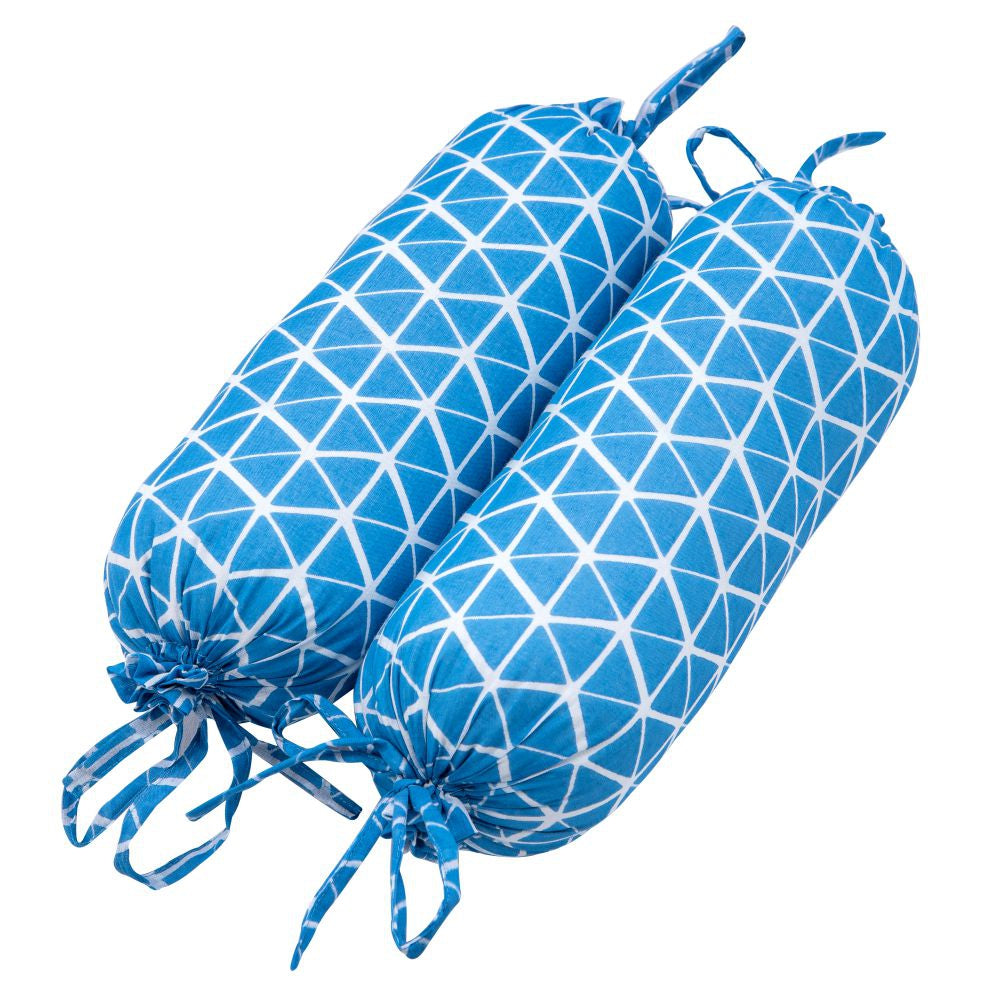 Theoni Organic Cotton Bolsters & Pillow - Aztec Blue