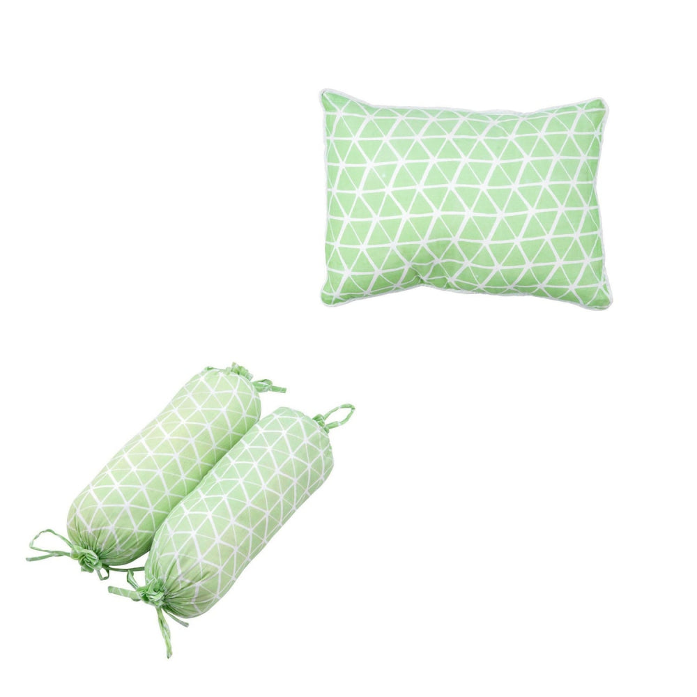 Theoni Organic Cotton Bolsters & Pillow - Aztec - Green
