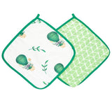 Theoni 100% Organic Cotton Muslin Washcloth(Set of 2) - Cappadocia Dreams- Green