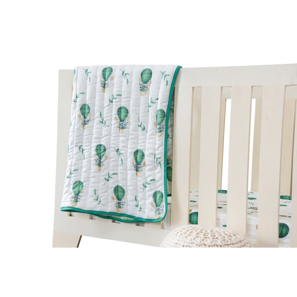 Theoni 100% Organic Cotton Reversible Quilts - Cappadocia Dreams - Green