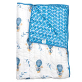Theoni 100% Organic Cotton Reversible Quilts - Cappadocia Dreams- Blue