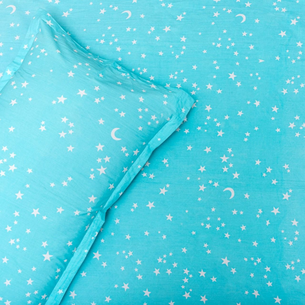 100% Organic Cotton 220-Thread Counts Flat Single Bedsheets - Starry Nights