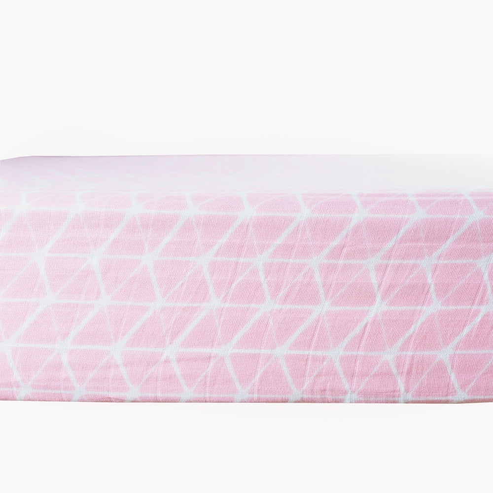 Theoni 100% Organic Cotton Fitted Crib Sheet-Azetec Pink