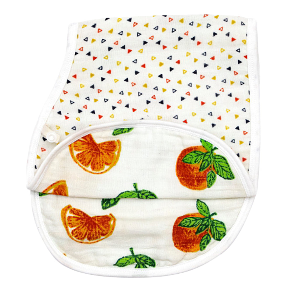 Theoni Organic Muslin 3 Layers Burp Cloth / Bib(Set of 2) - Orange Blossoms
