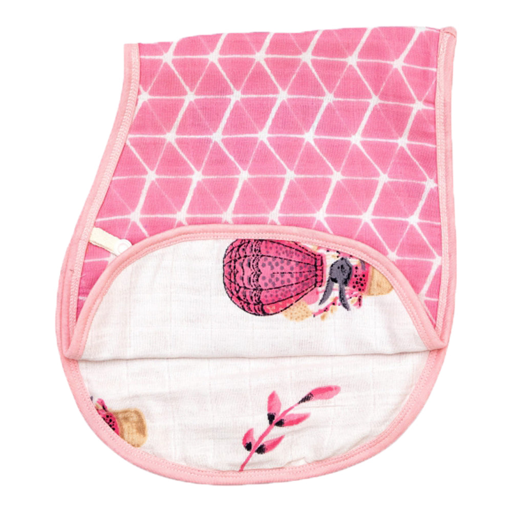 Theoni Organic Muslin 3 Layers Burp Cloth / Bib - Cappadocia Dreams Pink
