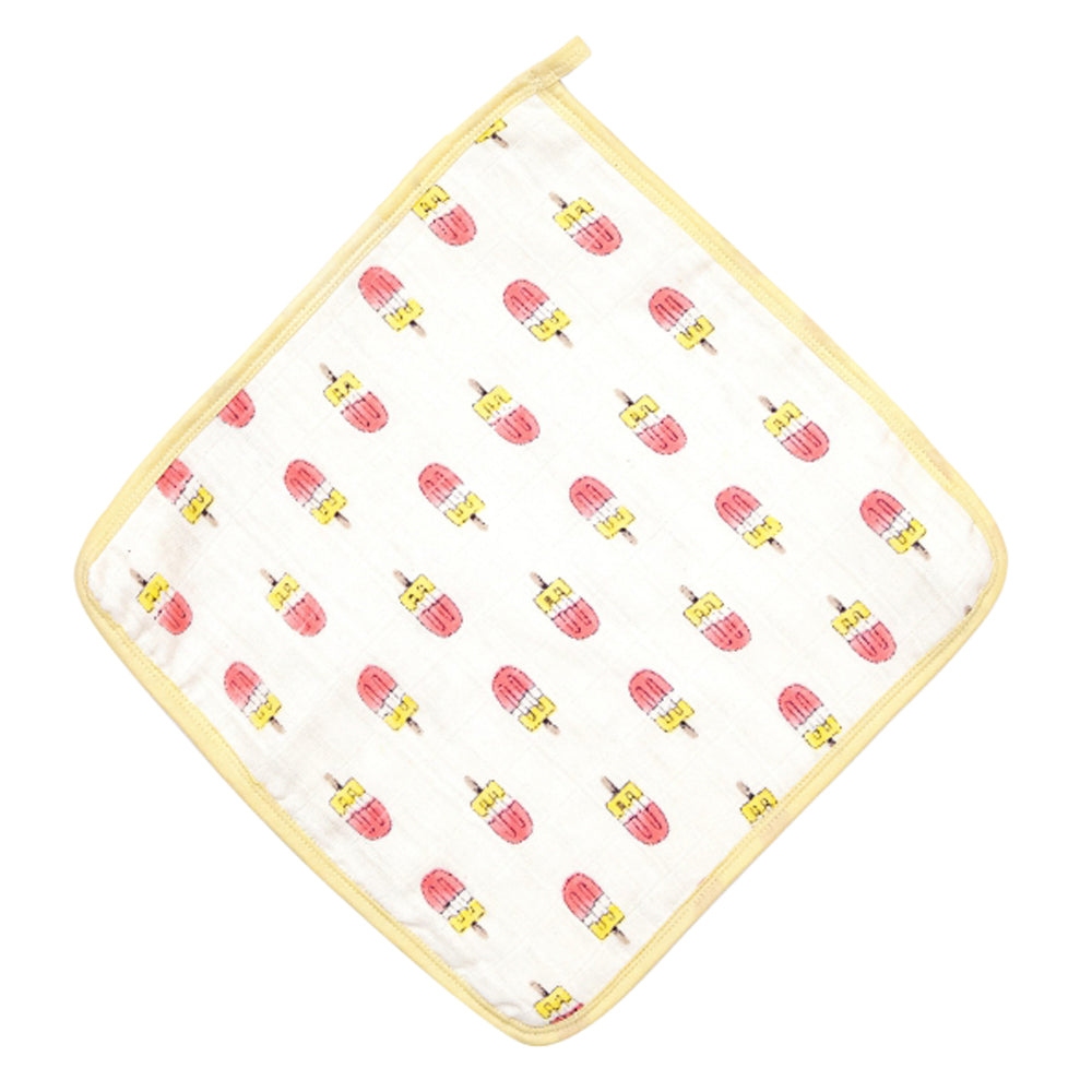 Theoni 100% Organic Cotton Muslin Washcloth (Set of 2) - Popsicle Fun - Pink